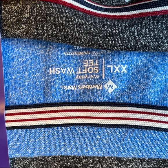 Soft Wash Tees- Dark Gray and blue striped 2 pack - Picture 2 of 4